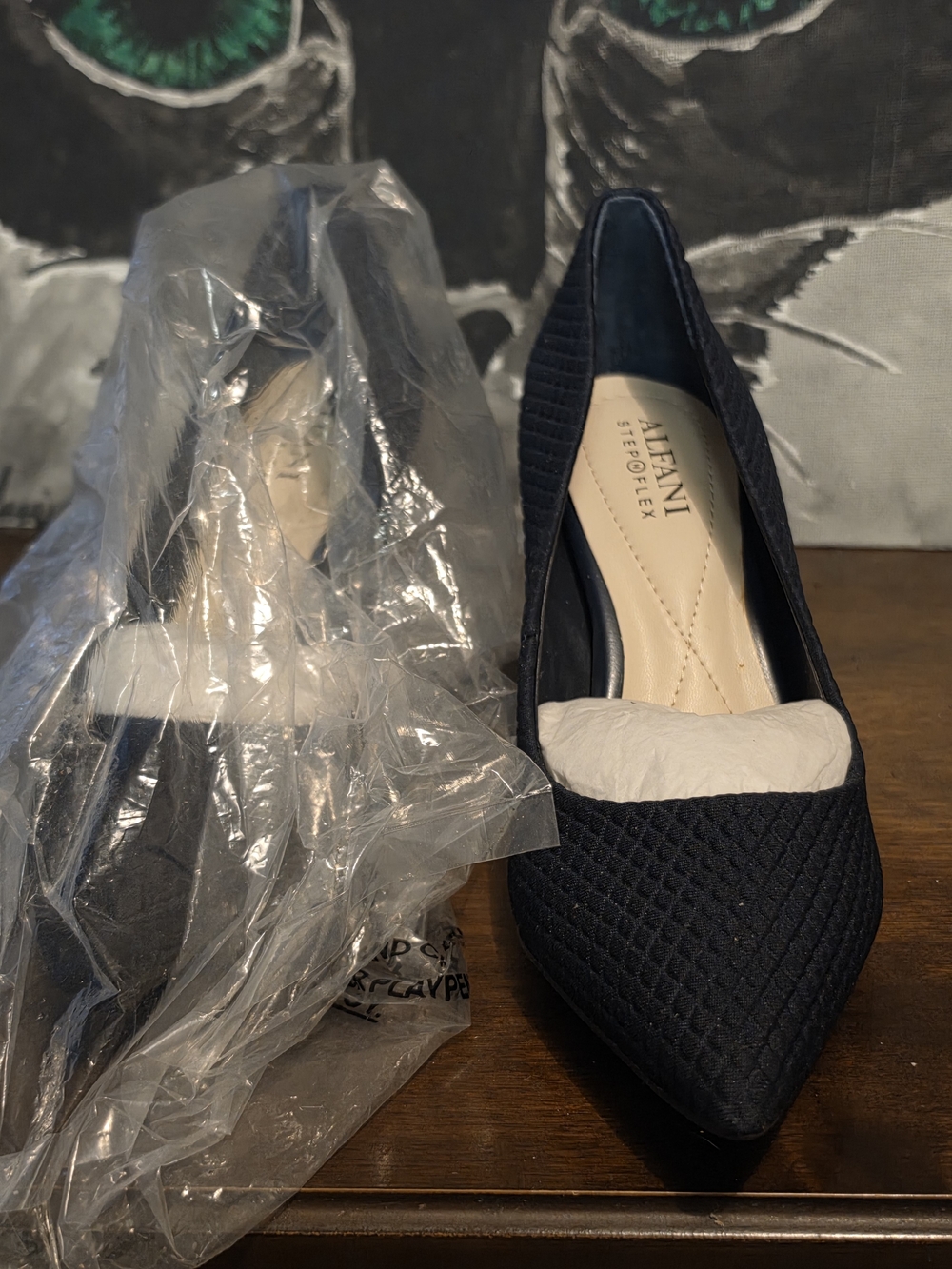 Alfani Navy Quilted Pointed Toe Flats - Women's Slip-On Loafers